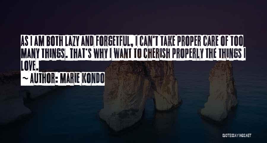 Marie Kondo Quotes: As I Am Both Lazy And Forgetful, I Can't Take Proper Care Of Too Many Things. That's Why I Want