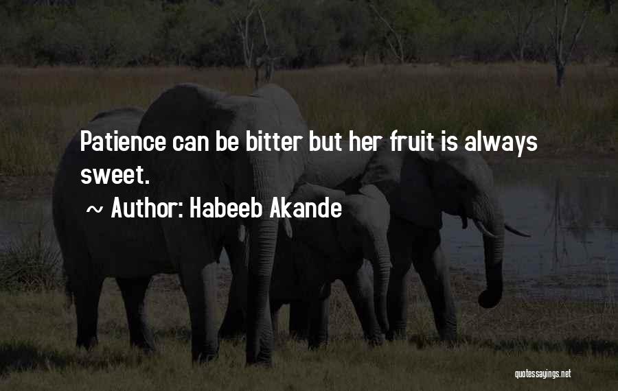 Habeeb Akande Quotes: Patience Can Be Bitter But Her Fruit Is Always Sweet.