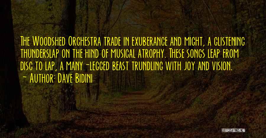 Dave Bidini Quotes: The Woodshed Orchestra Trade In Exuberance And Might, A Glistening Thunderslap On The Hind Of Musical Atrophy. These Songs Leap