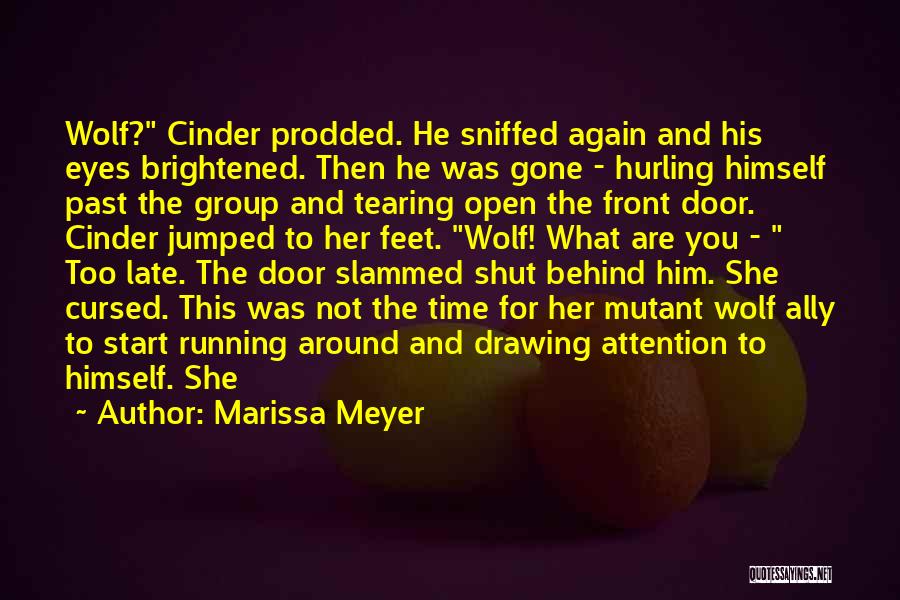 Marissa Meyer Quotes: Wolf? Cinder Prodded. He Sniffed Again And His Eyes Brightened. Then He Was Gone - Hurling Himself Past The Group