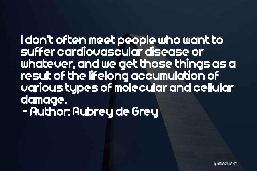 Aubrey De Grey Quotes: I Don't Often Meet People Who Want To Suffer Cardiovascular Disease Or Whatever, And We Get Those Things As A