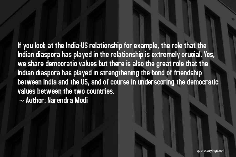 Narendra Modi Quotes: If You Look At The India-us Relationship For Example, The Role That The Indian Diaspora Has Played In The Relationship