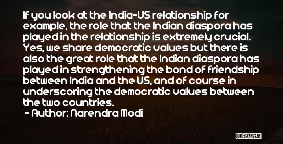 Narendra Modi Quotes: If You Look At The India-us Relationship For Example, The Role That The Indian Diaspora Has Played In The Relationship