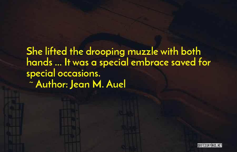 Jean M. Auel Quotes: She Lifted The Drooping Muzzle With Both Hands ... It Was A Special Embrace Saved For Special Occasions.