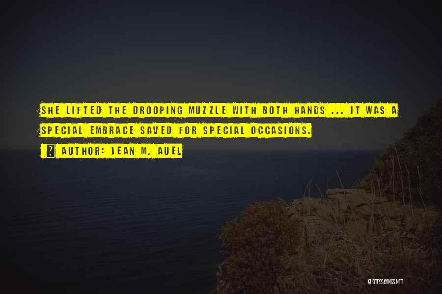 Jean M. Auel Quotes: She Lifted The Drooping Muzzle With Both Hands ... It Was A Special Embrace Saved For Special Occasions.