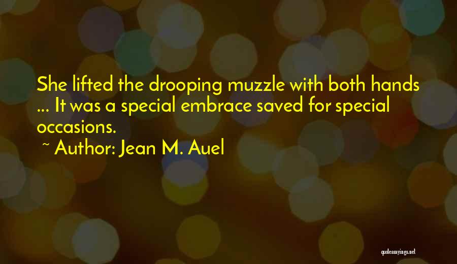 Jean M. Auel Quotes: She Lifted The Drooping Muzzle With Both Hands ... It Was A Special Embrace Saved For Special Occasions.