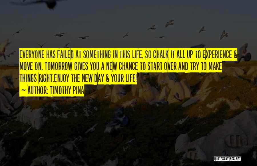 Timothy Pina Quotes: Everyone Has Failed At Something In This Life. So Chalk It All Up To Experience & Move On. Tomorrow Gives