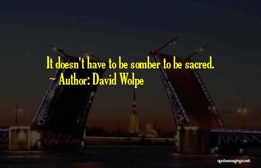 David Wolpe Quotes: It Doesn't Have To Be Somber To Be Sacred.