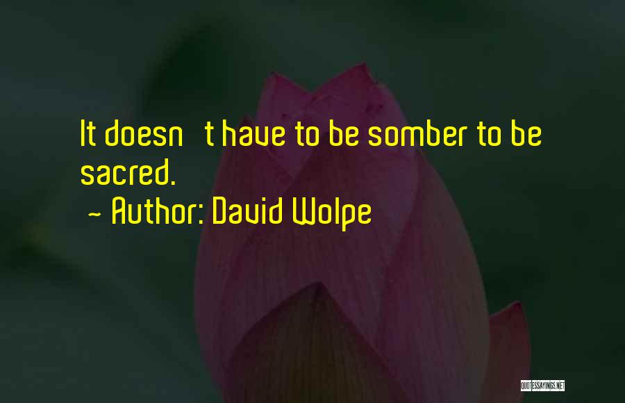 David Wolpe Quotes: It Doesn't Have To Be Somber To Be Sacred.