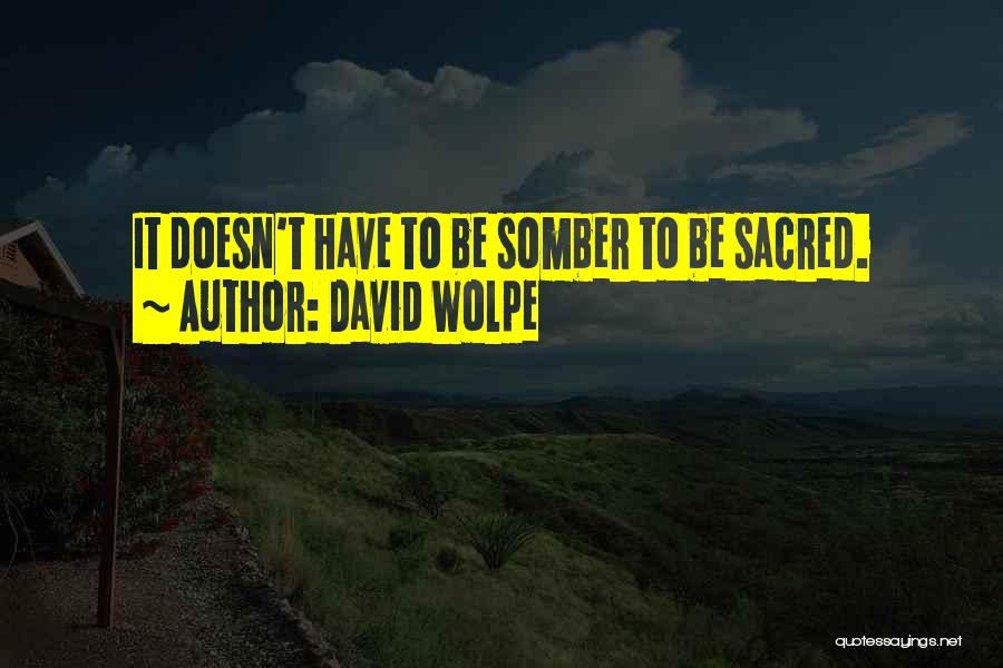 David Wolpe Quotes: It Doesn't Have To Be Somber To Be Sacred.