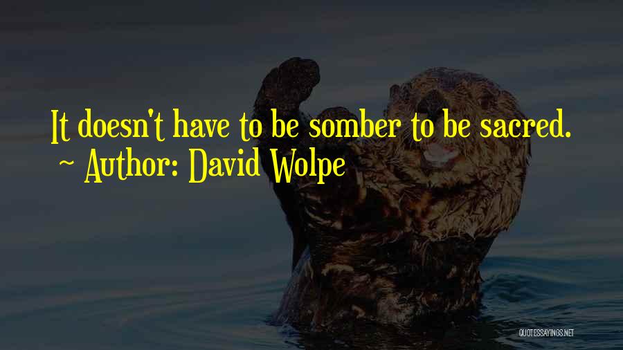 David Wolpe Quotes: It Doesn't Have To Be Somber To Be Sacred.