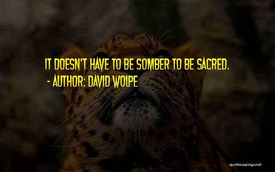 David Wolpe Quotes: It Doesn't Have To Be Somber To Be Sacred.