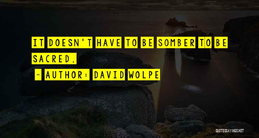 David Wolpe Quotes: It Doesn't Have To Be Somber To Be Sacred.