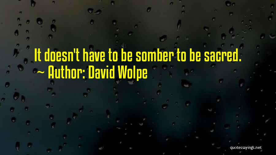 David Wolpe Quotes: It Doesn't Have To Be Somber To Be Sacred.