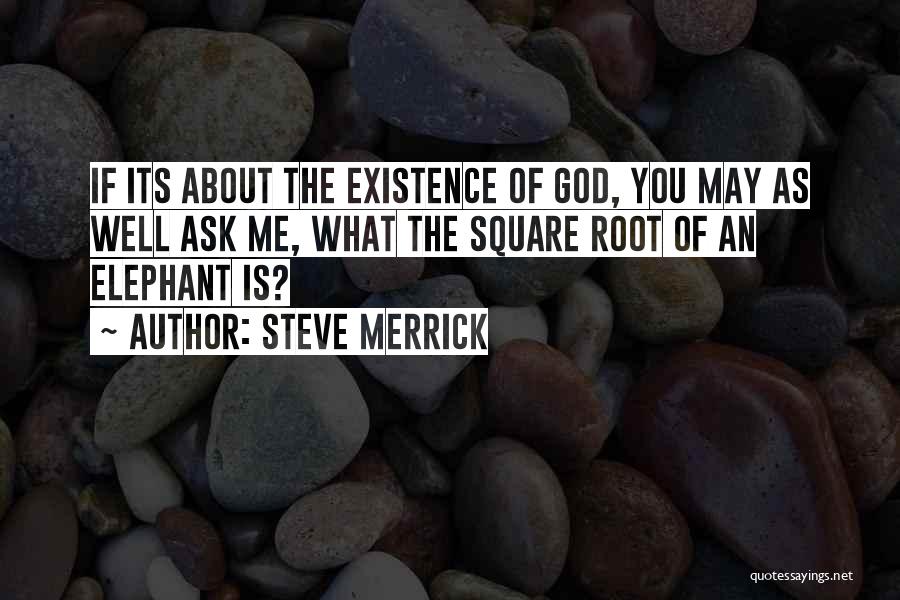 Steve Merrick Quotes: If Its About The Existence Of God, You May As Well Ask Me, What The Square Root Of An Elephant