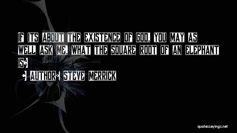 Steve Merrick Quotes: If Its About The Existence Of God, You May As Well Ask Me, What The Square Root Of An Elephant
