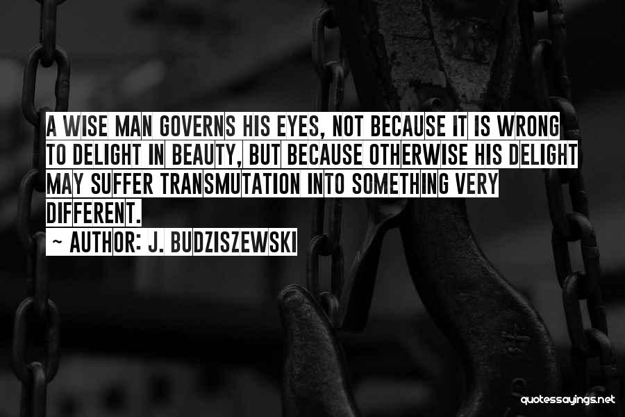 J. Budziszewski Quotes: A Wise Man Governs His Eyes, Not Because It Is Wrong To Delight In Beauty, But Because Otherwise His Delight