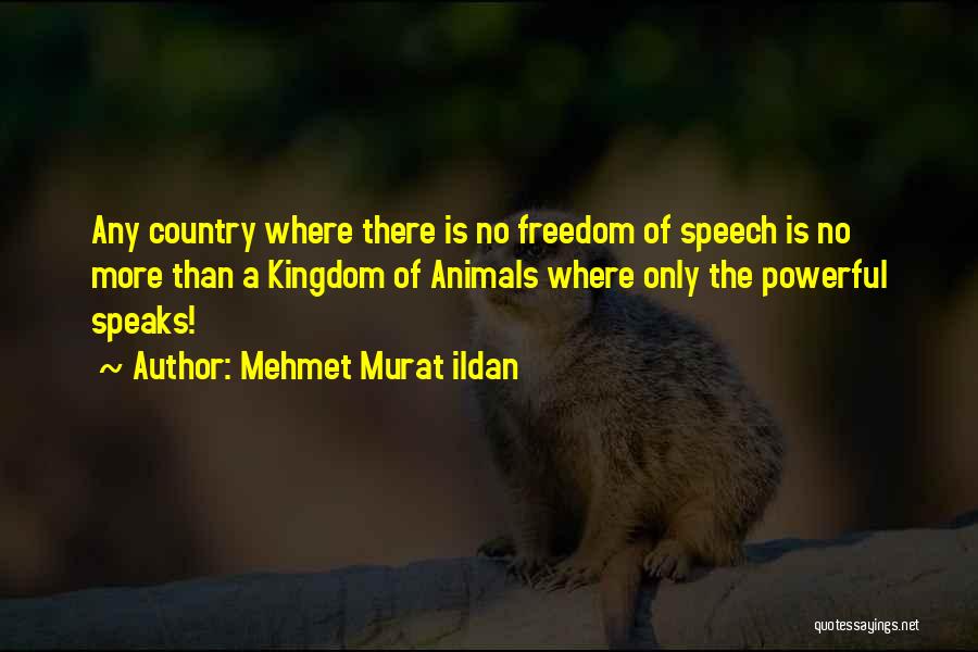 Mehmet Murat Ildan Quotes: Any Country Where There Is No Freedom Of Speech Is No More Than A Kingdom Of Animals Where Only The