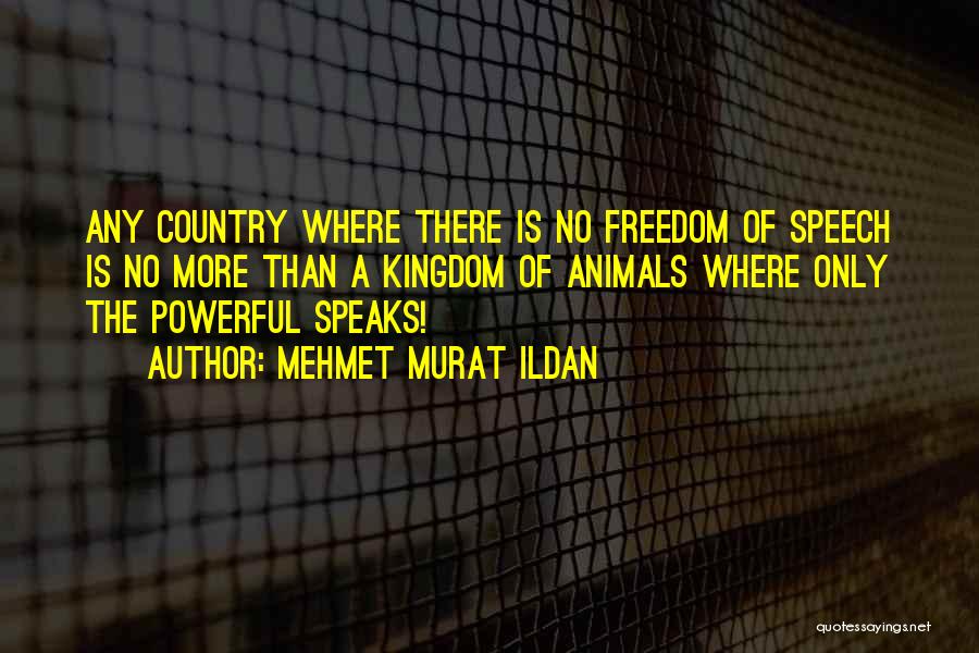 Mehmet Murat Ildan Quotes: Any Country Where There Is No Freedom Of Speech Is No More Than A Kingdom Of Animals Where Only The