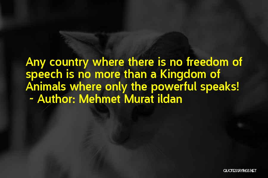 Mehmet Murat Ildan Quotes: Any Country Where There Is No Freedom Of Speech Is No More Than A Kingdom Of Animals Where Only The