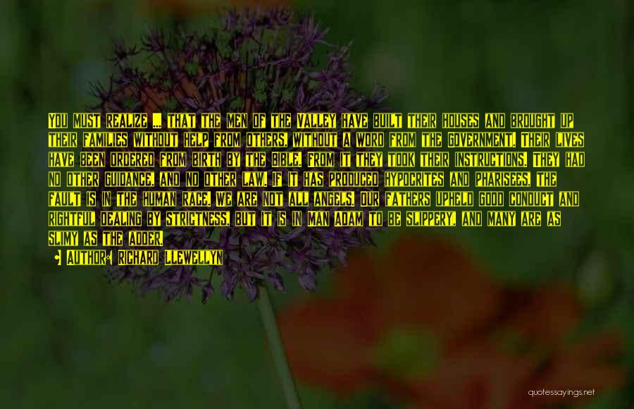 Richard Llewellyn Quotes: You Must Realize ... That The Men Of The Valley Have Built Their Houses And Brought Up Their Families Without