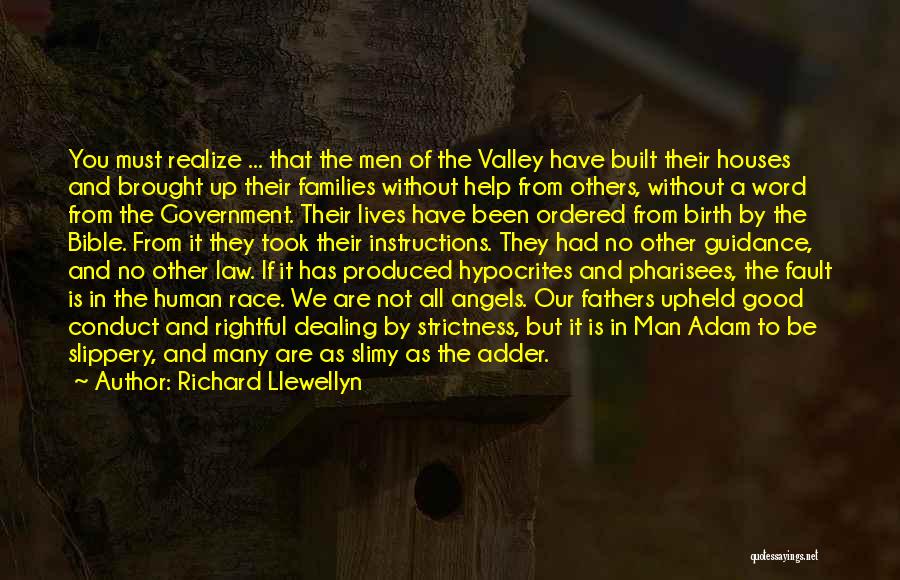 Richard Llewellyn Quotes: You Must Realize ... That The Men Of The Valley Have Built Their Houses And Brought Up Their Families Without