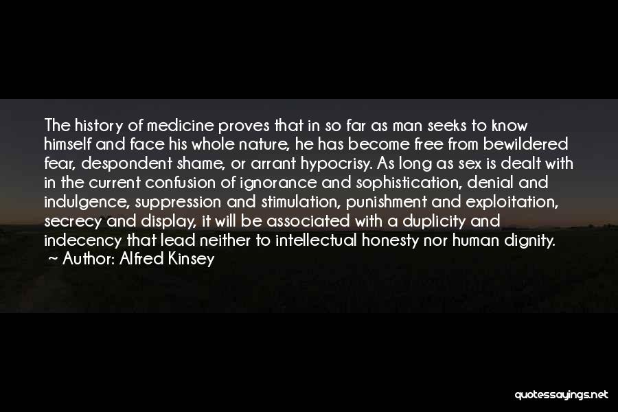 Alfred Kinsey Quotes: The History Of Medicine Proves That In So Far As Man Seeks To Know Himself And Face His Whole Nature,