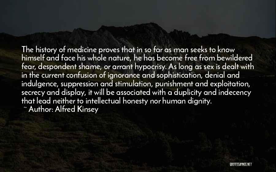 Alfred Kinsey Quotes: The History Of Medicine Proves That In So Far As Man Seeks To Know Himself And Face His Whole Nature,