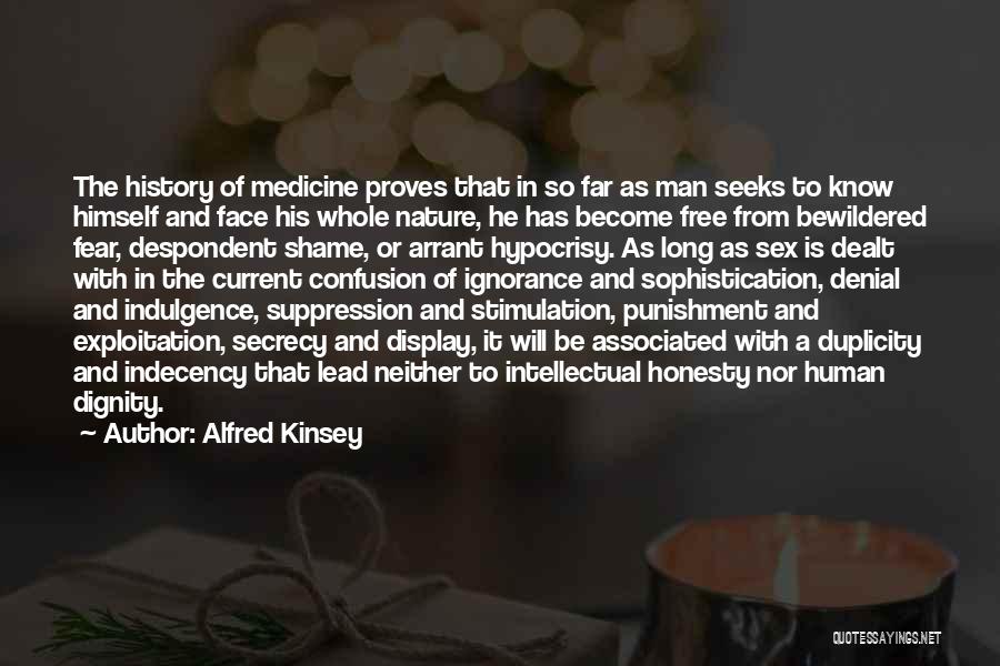 Alfred Kinsey Quotes: The History Of Medicine Proves That In So Far As Man Seeks To Know Himself And Face His Whole Nature,