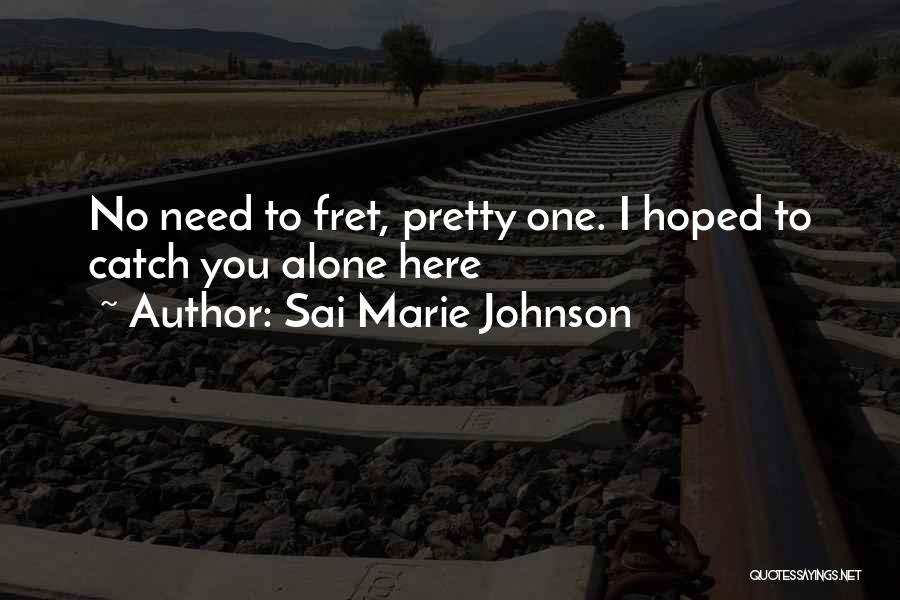 Sai Marie Johnson Quotes: No Need To Fret, Pretty One. I Hoped To Catch You Alone Here