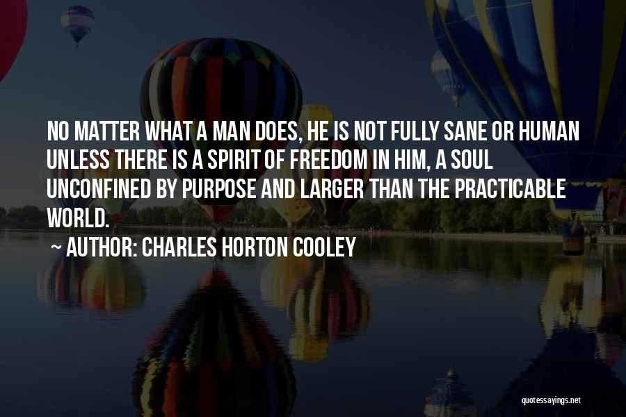 Charles Horton Cooley Quotes: No Matter What A Man Does, He Is Not Fully Sane Or Human Unless There Is A Spirit Of Freedom