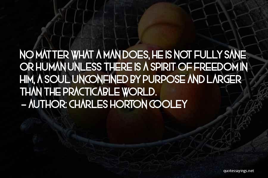 Charles Horton Cooley Quotes: No Matter What A Man Does, He Is Not Fully Sane Or Human Unless There Is A Spirit Of Freedom