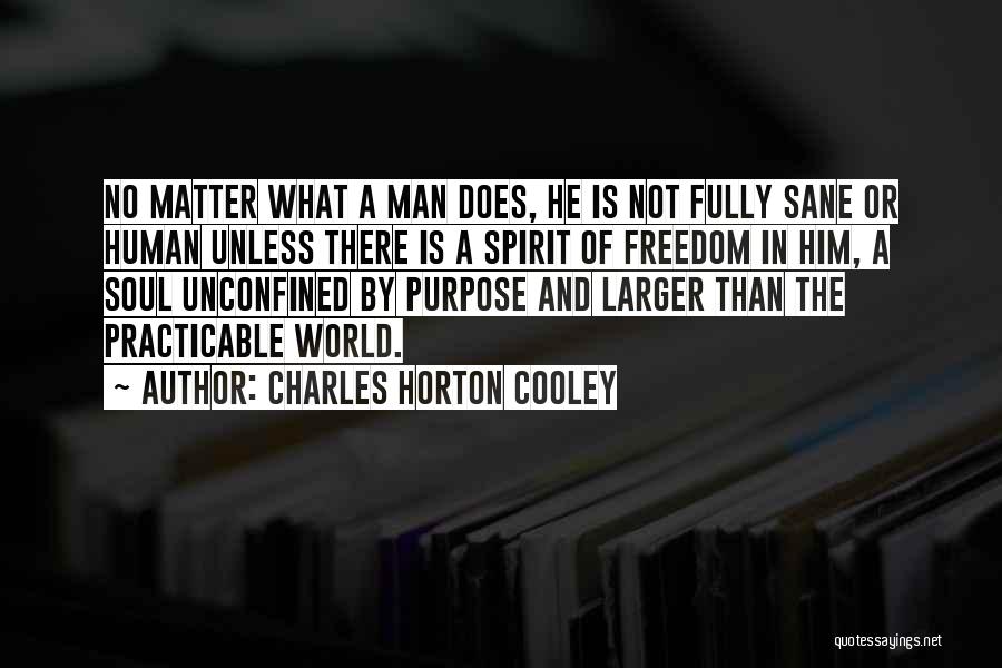 Charles Horton Cooley Quotes: No Matter What A Man Does, He Is Not Fully Sane Or Human Unless There Is A Spirit Of Freedom