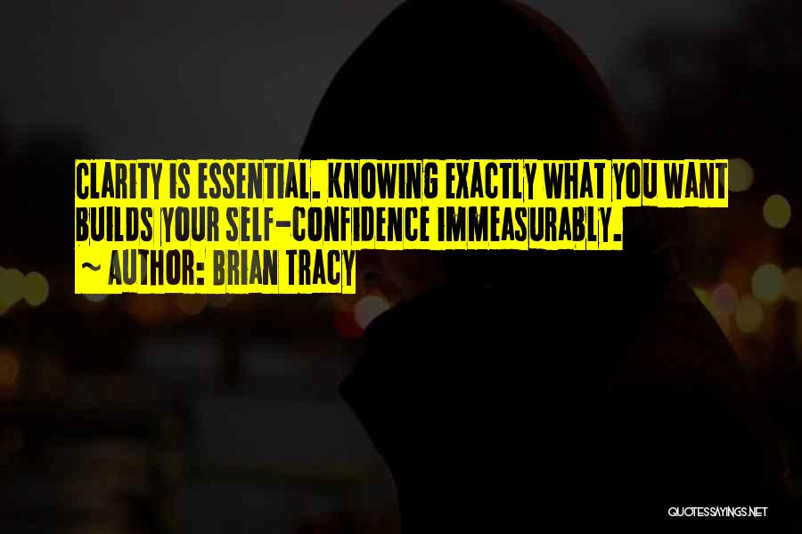 Brian Tracy Quotes: Clarity Is Essential. Knowing Exactly What You Want Builds Your Self-confidence Immeasurably.