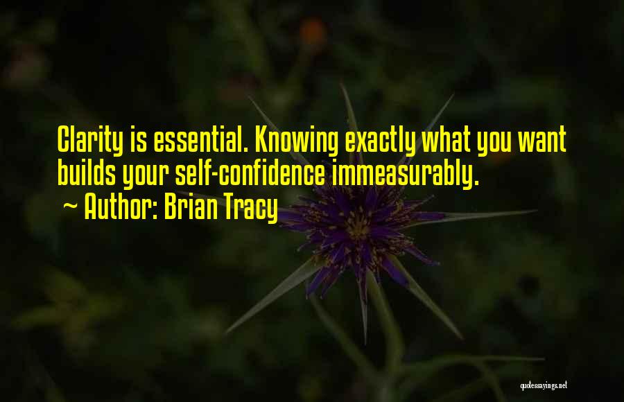 Brian Tracy Quotes: Clarity Is Essential. Knowing Exactly What You Want Builds Your Self-confidence Immeasurably.