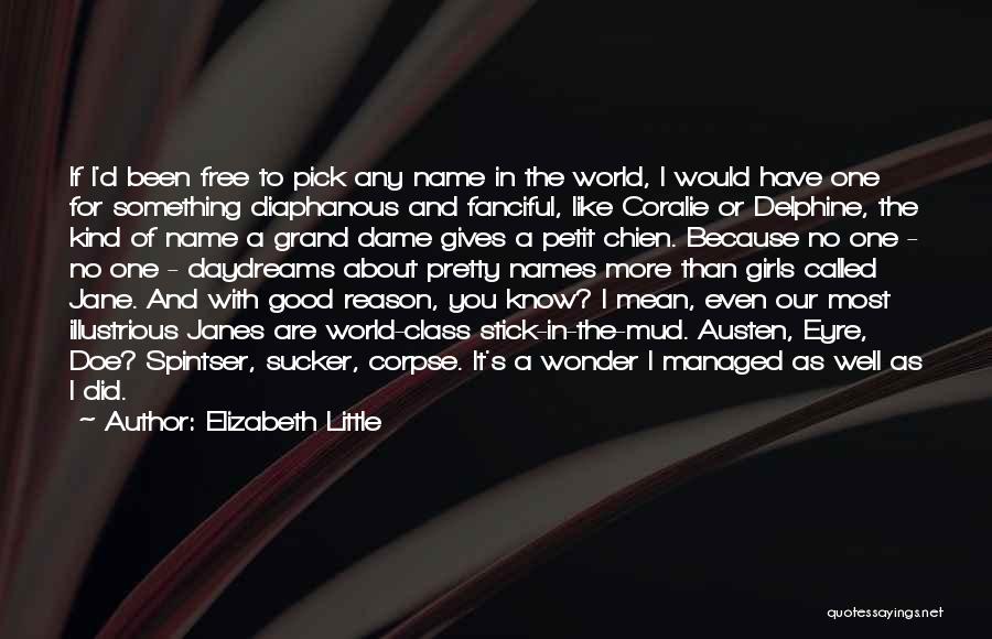 Elizabeth Little Quotes: If I'd Been Free To Pick Any Name In The World, I Would Have One For Something Diaphanous And Fanciful,