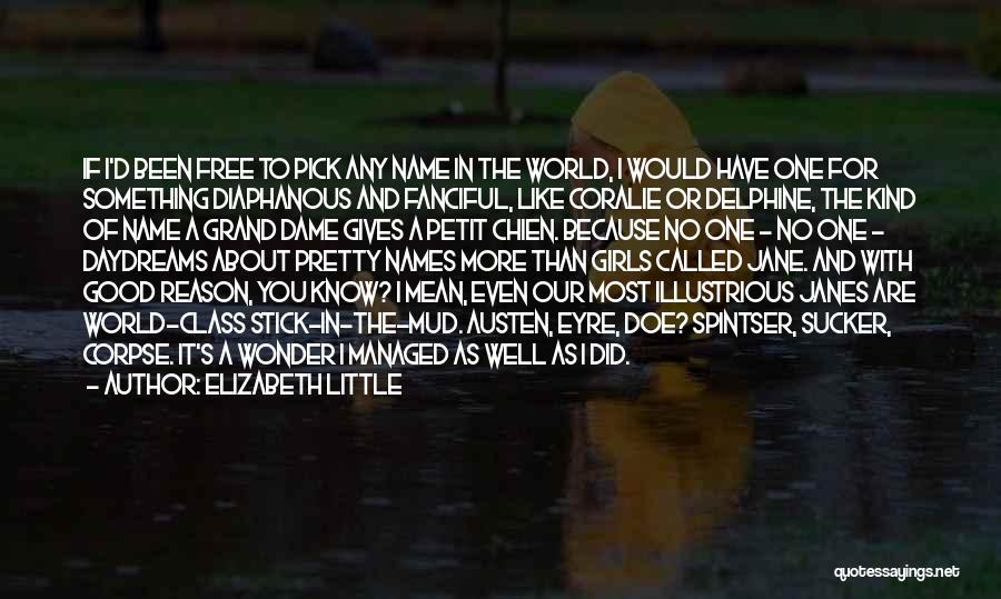 Elizabeth Little Quotes: If I'd Been Free To Pick Any Name In The World, I Would Have One For Something Diaphanous And Fanciful,