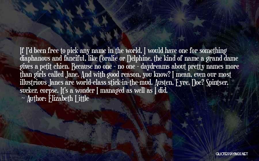 Elizabeth Little Quotes: If I'd Been Free To Pick Any Name In The World, I Would Have One For Something Diaphanous And Fanciful,