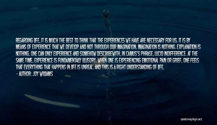 Joy Williams Quotes: Regarding Life, It Is Much The Best To Think That The Experiences We Have Are Necessary For Us. It Is