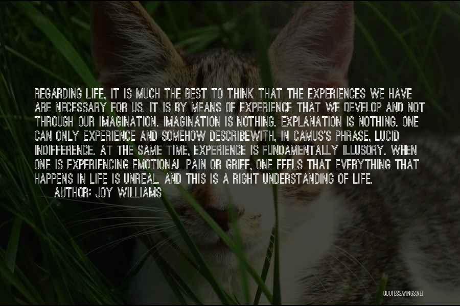 Joy Williams Quotes: Regarding Life, It Is Much The Best To Think That The Experiences We Have Are Necessary For Us. It Is