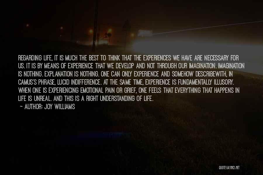 Joy Williams Quotes: Regarding Life, It Is Much The Best To Think That The Experiences We Have Are Necessary For Us. It Is