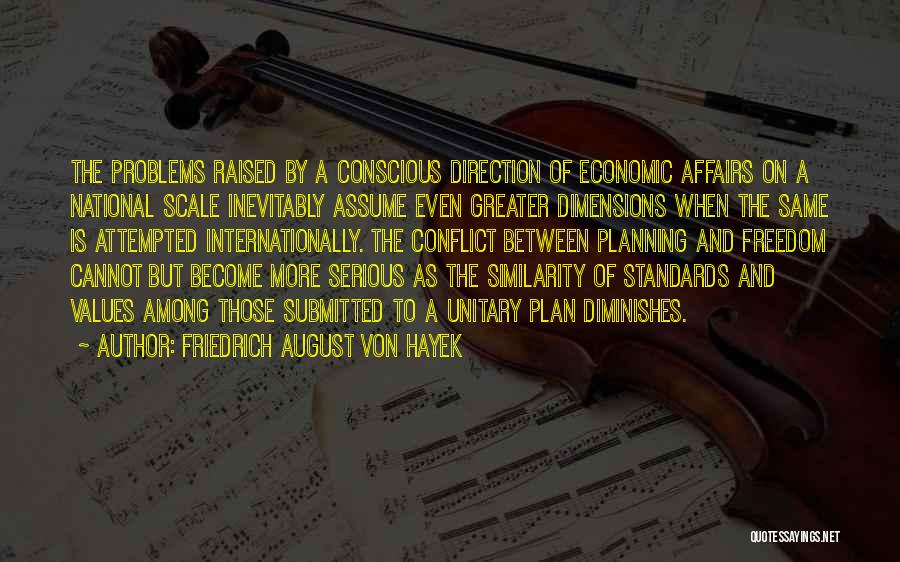 Friedrich August Von Hayek Quotes: The Problems Raised By A Conscious Direction Of Economic Affairs On A National Scale Inevitably Assume Even Greater Dimensions When