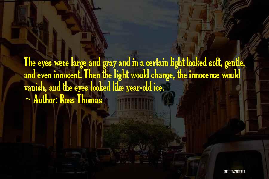 Ross Thomas Quotes: The Eyes Were Large And Gray And In A Certain Light Looked Soft, Gentle, And Even Innocent. Then The Light