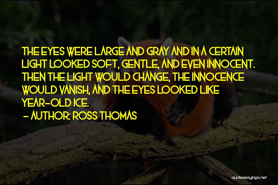 Ross Thomas Quotes: The Eyes Were Large And Gray And In A Certain Light Looked Soft, Gentle, And Even Innocent. Then The Light