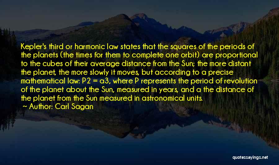 Carl Sagan Quotes: Kepler's Third Or Harmonic Law States That The Squares Of The Periods Of The Planets (the Times For Them To