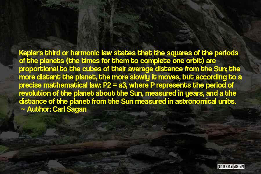 Carl Sagan Quotes: Kepler's Third Or Harmonic Law States That The Squares Of The Periods Of The Planets (the Times For Them To