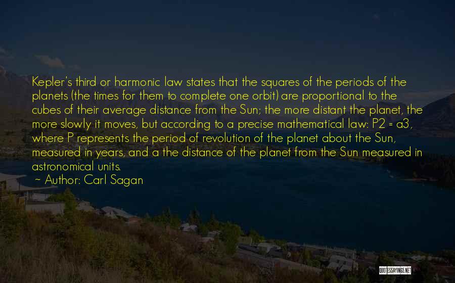 Carl Sagan Quotes: Kepler's Third Or Harmonic Law States That The Squares Of The Periods Of The Planets (the Times For Them To