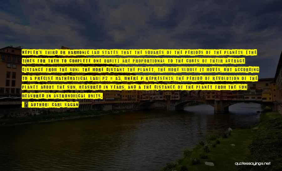 Carl Sagan Quotes: Kepler's Third Or Harmonic Law States That The Squares Of The Periods Of The Planets (the Times For Them To