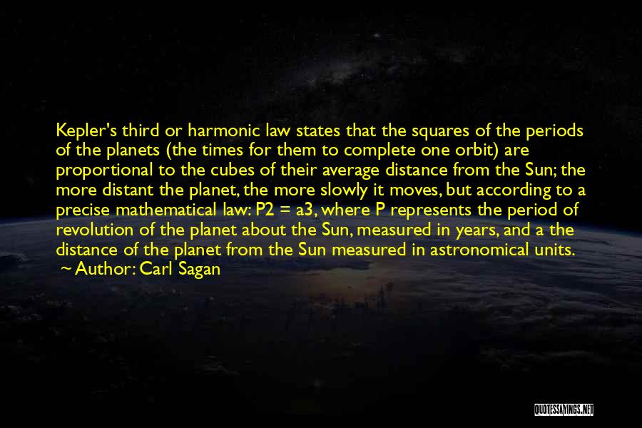 Carl Sagan Quotes: Kepler's Third Or Harmonic Law States That The Squares Of The Periods Of The Planets (the Times For Them To