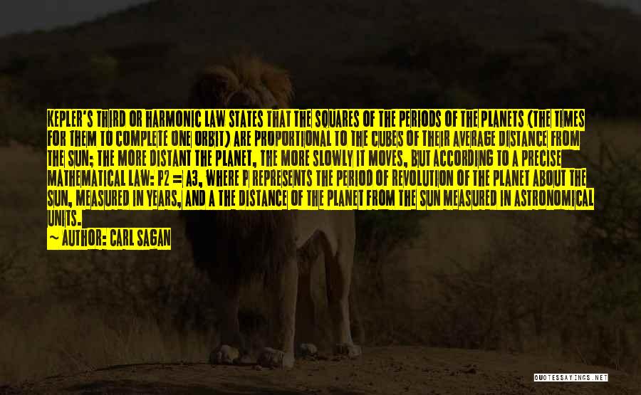 Carl Sagan Quotes: Kepler's Third Or Harmonic Law States That The Squares Of The Periods Of The Planets (the Times For Them To